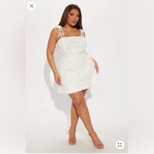 Fashion Nova Cream Textured Floral Dress